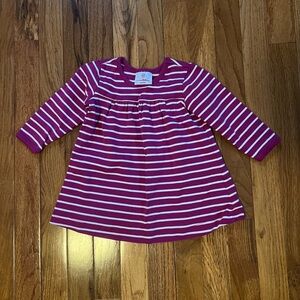 Hanna Andersson Striped Magenta and White Long Sleeve Play Dress